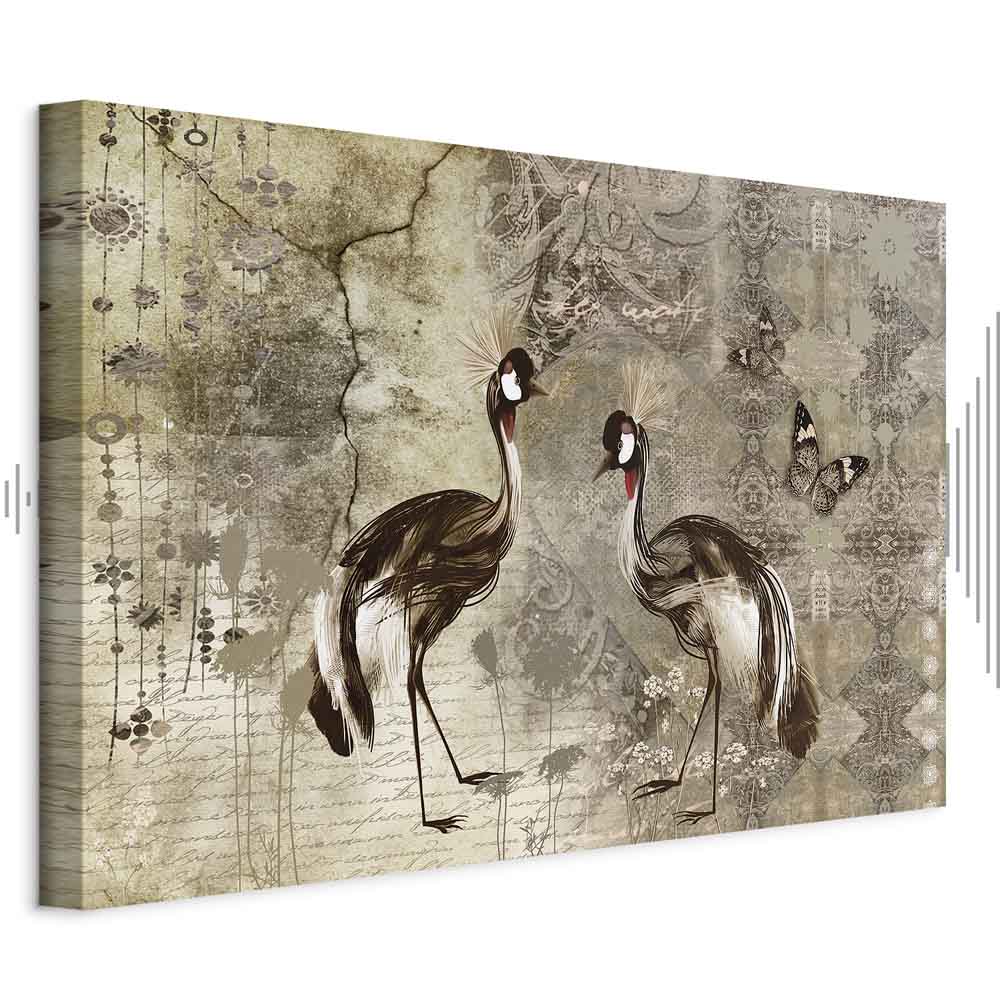 Leinwandbild - Retro Cranes (1 Part) Wide