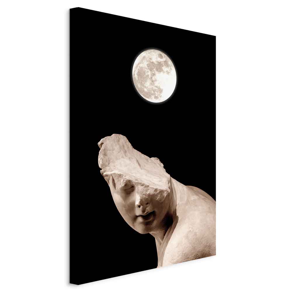 Leinwandbild - Moon and Statue (1 Part) Vertical