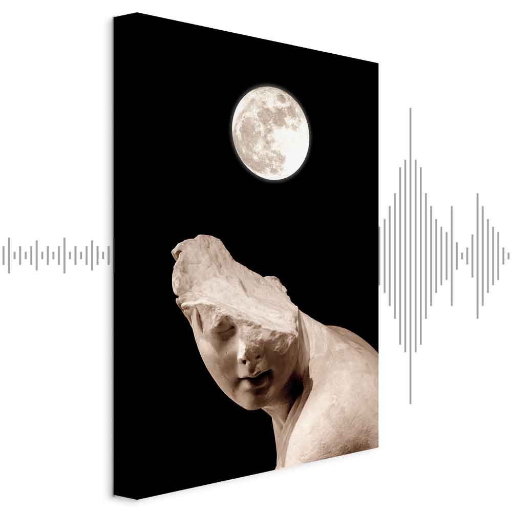 Leinwandbild - Moon and Statue (1 Part) Vertical