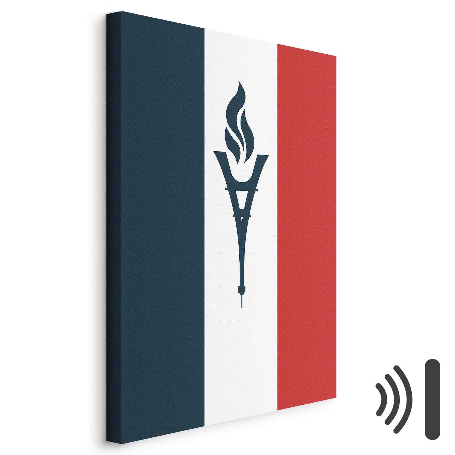 Leinwandbild - Torch Against the Backdrop of the French Flag