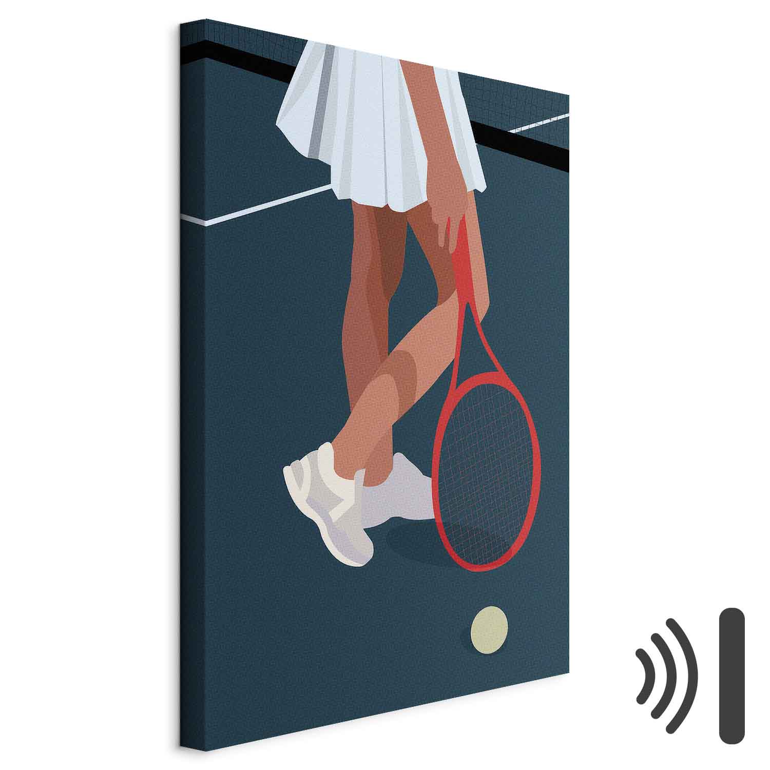 Leinwandbild - Female Tennis Player With a Red Racket on the Court - Graphics