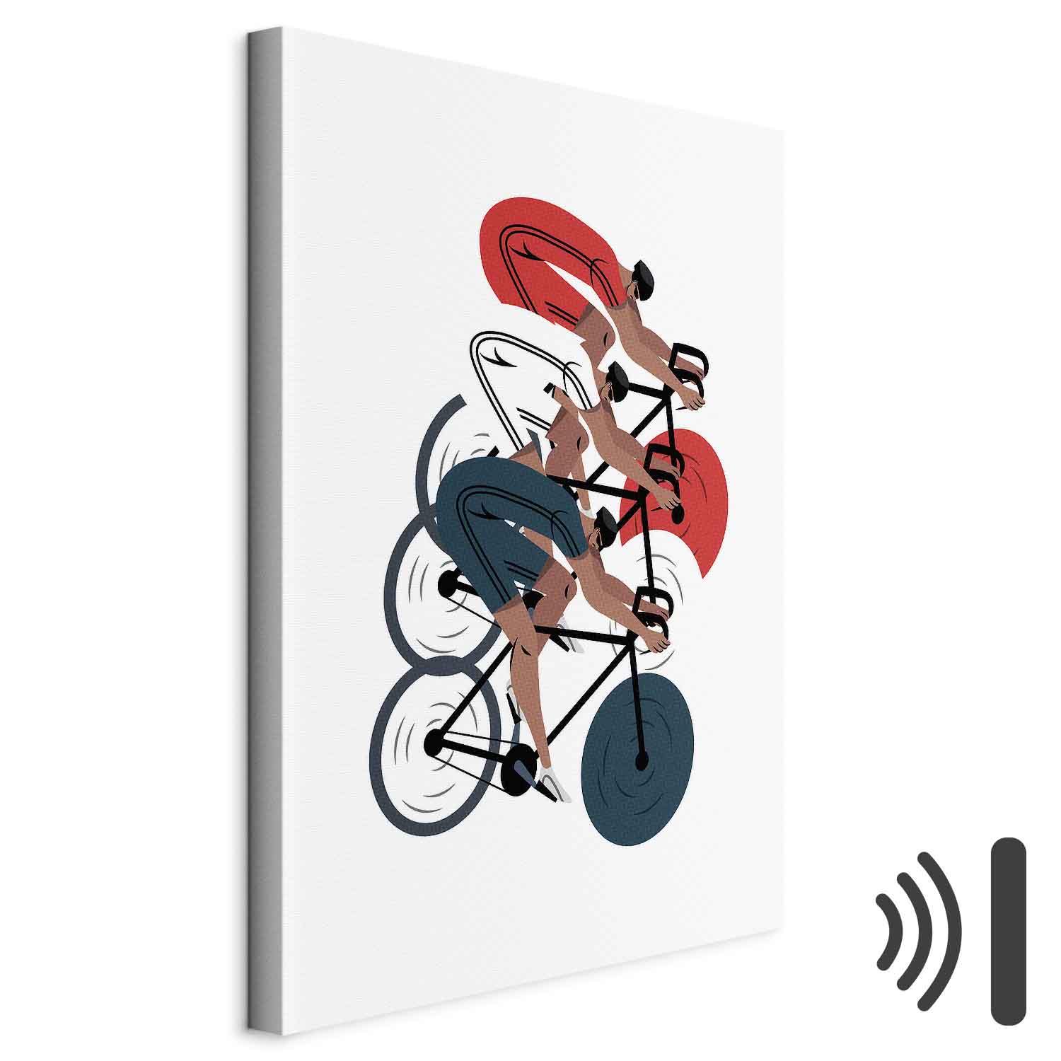 Leinwandbild - Cycling Race. Competitors on a Light Background - Illustration