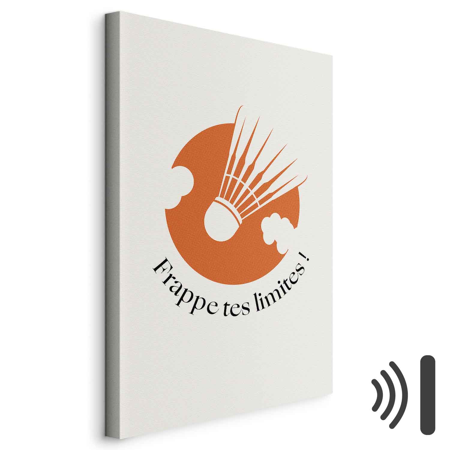 Leinwandbild - Badminton Shuttlecock on an Orange Circle Background