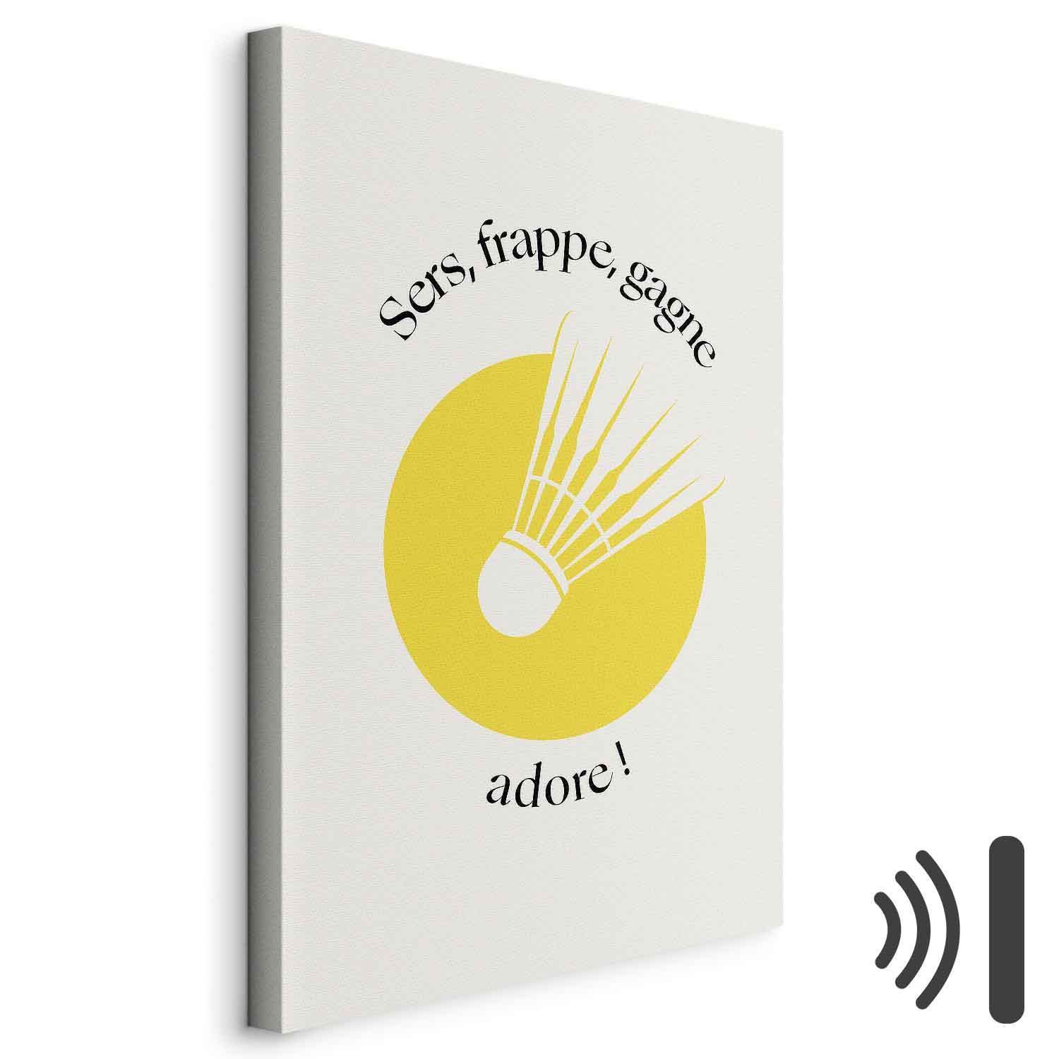 Leinwandbild - Badminton Shuttlecock on a Yellow Circle Background