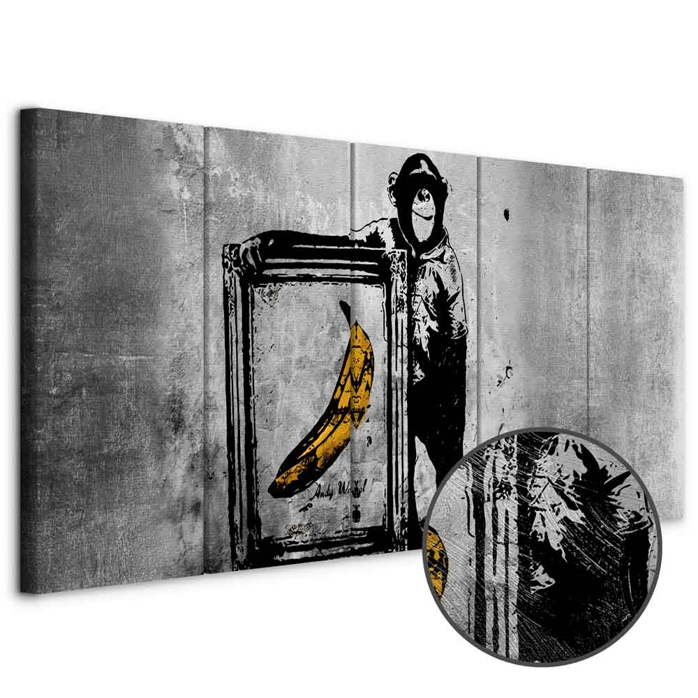 Leinwandbild - Banksy: Monkey with Frame