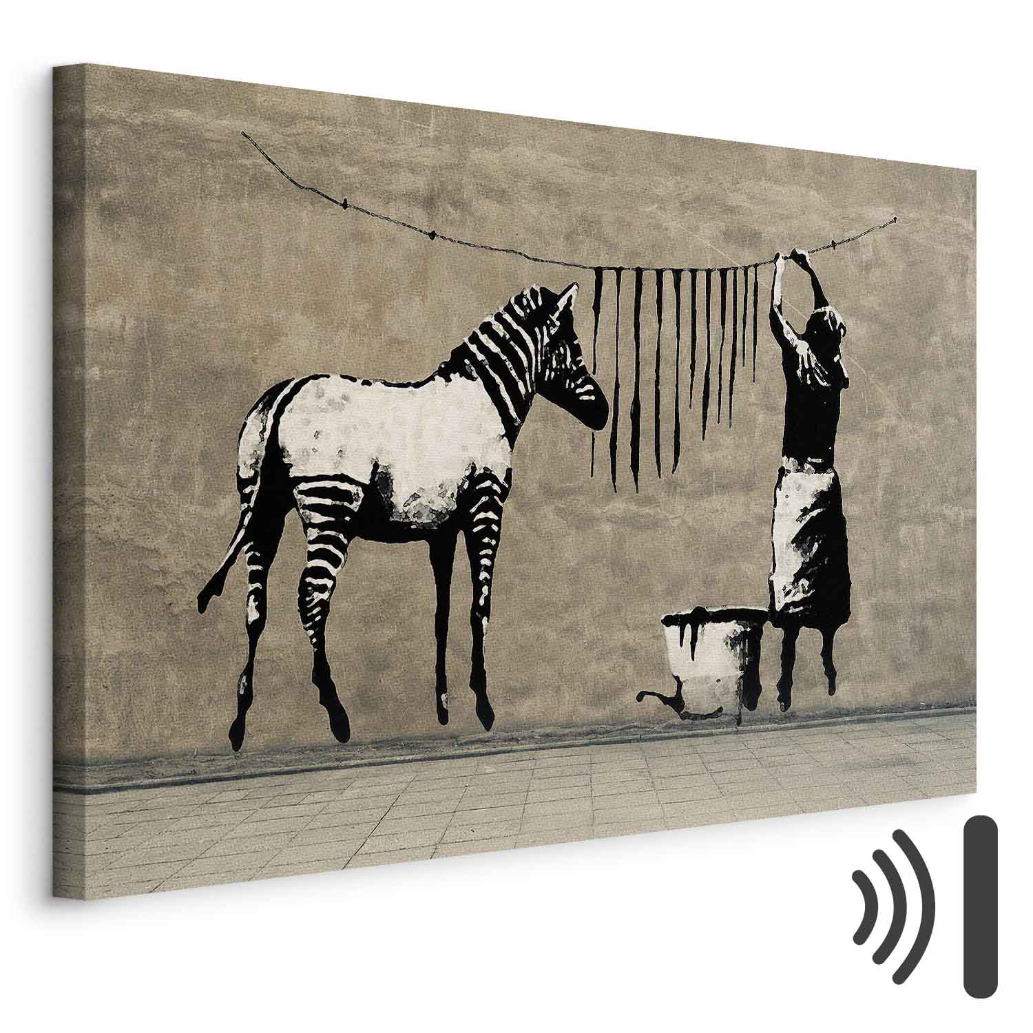 Leinwandbild - Banksy: Washing Zebra on Concrete (1 Part) Wide