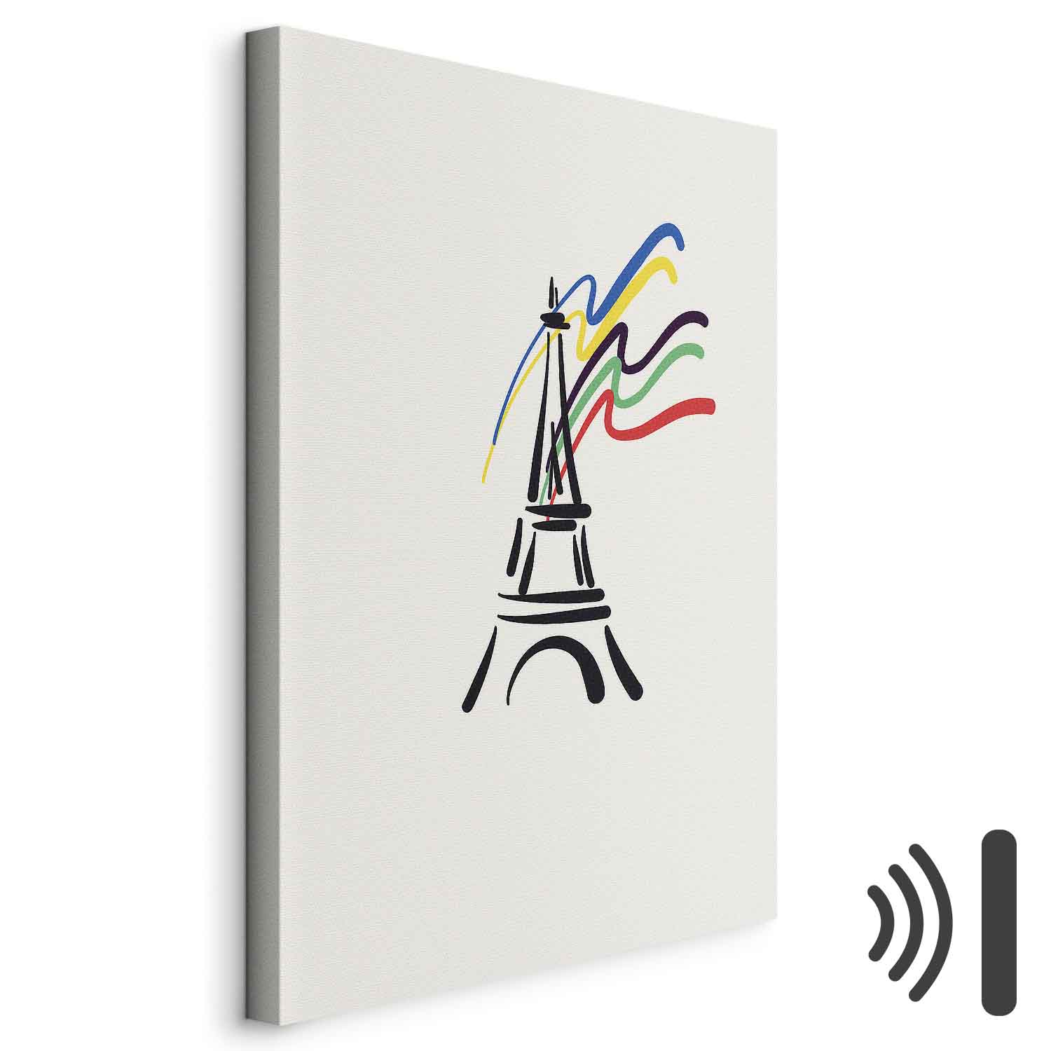 Leinwandbild - Eiffel Tower and Colorful Ribbons