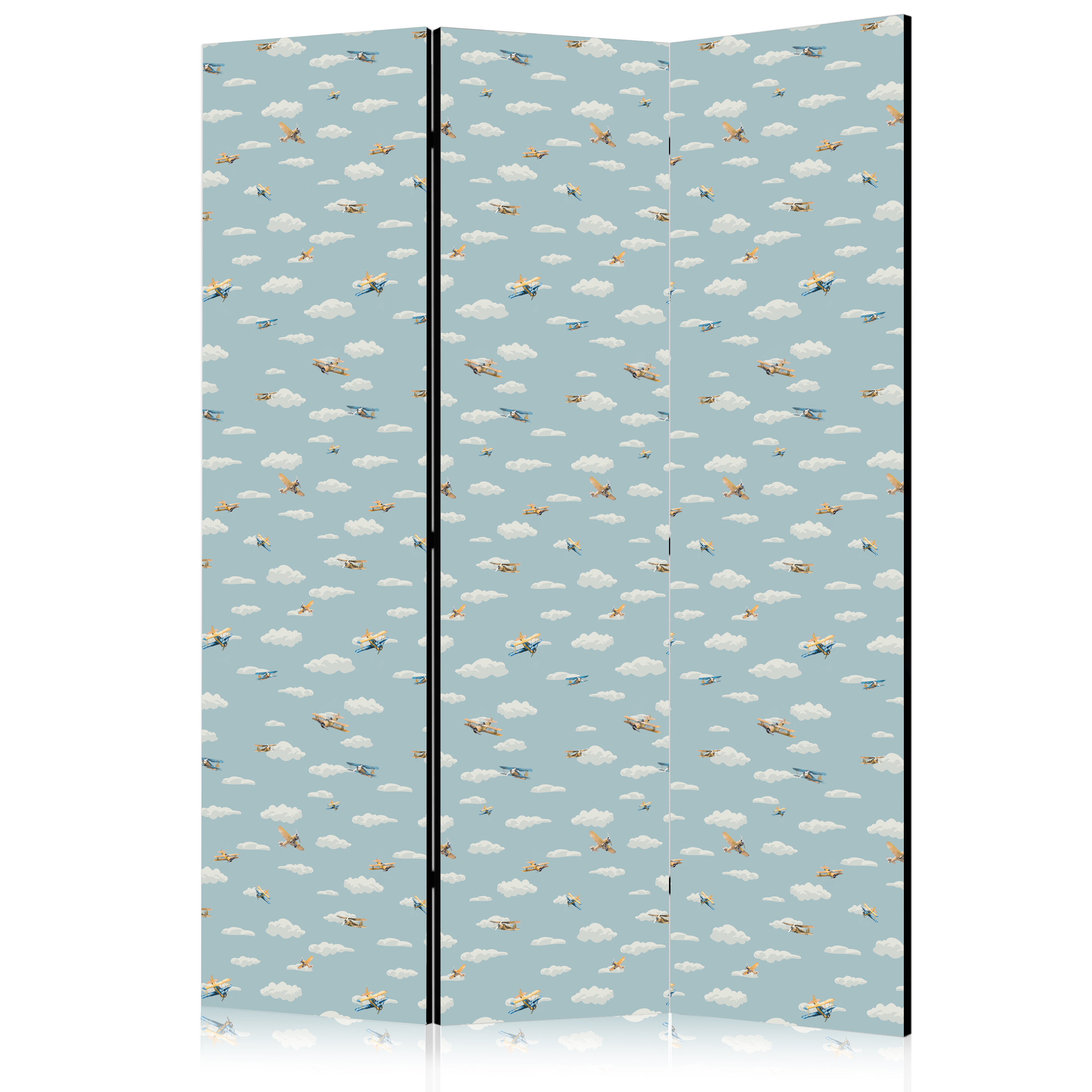 Paravent - Illustration - Yellow-Blue Airplanes Against a Blue Sky