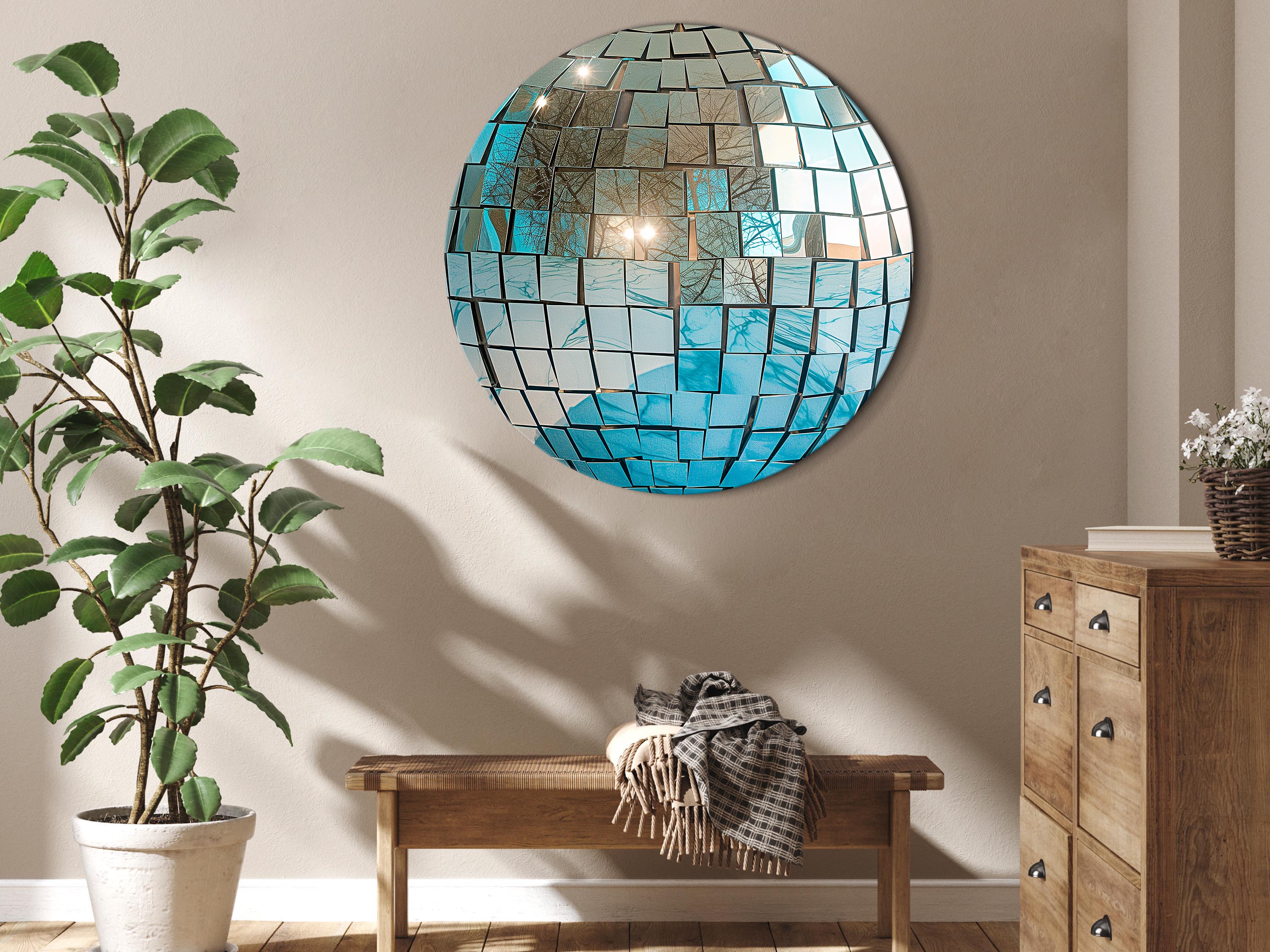 Rundes Bild - Sky blue disco ball