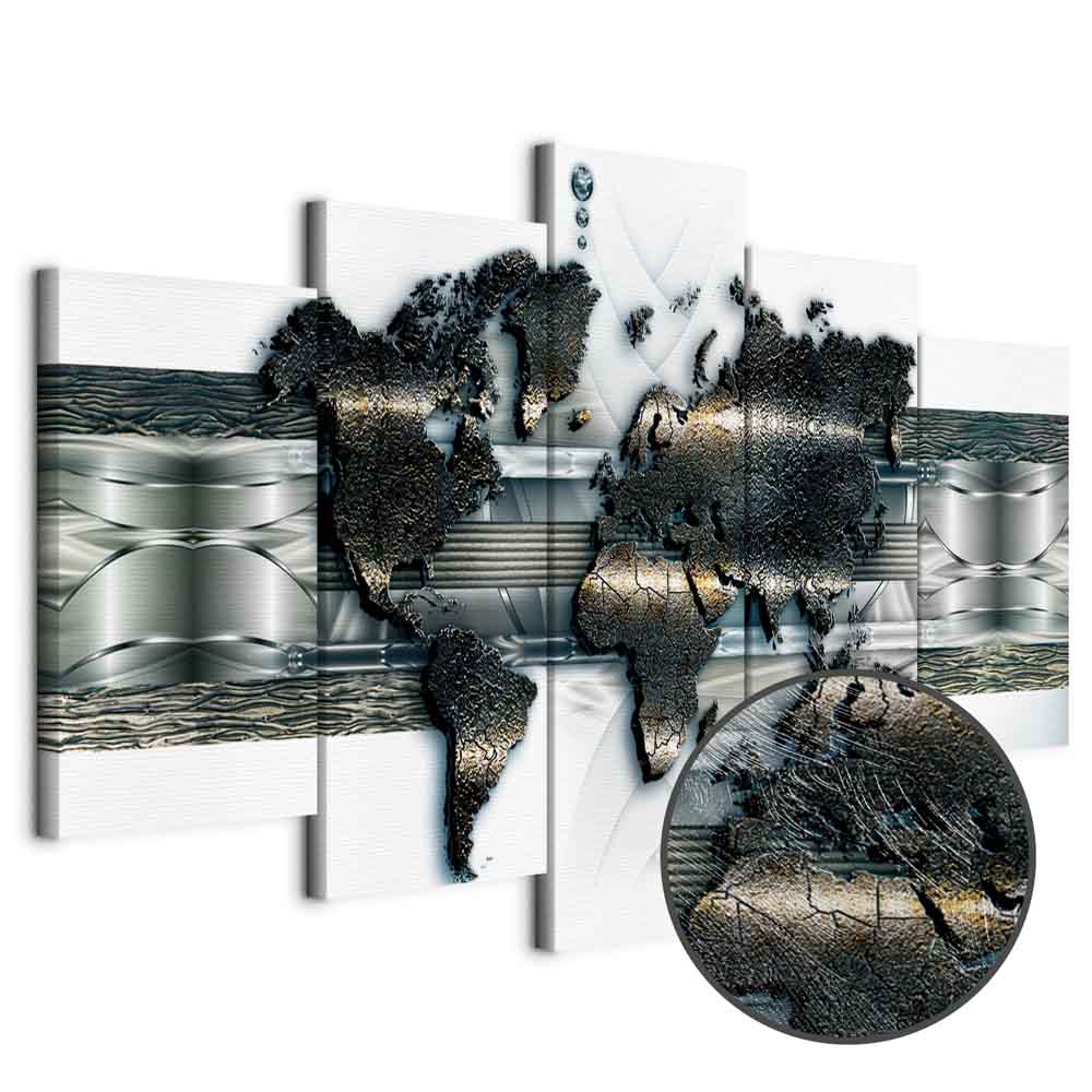 Leinwandbild - Metal World Map