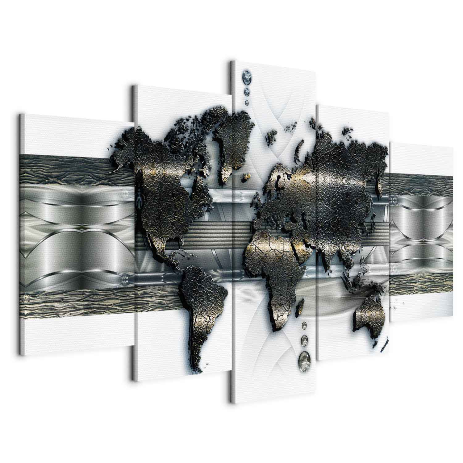 Leinwandbild - Metal World Map