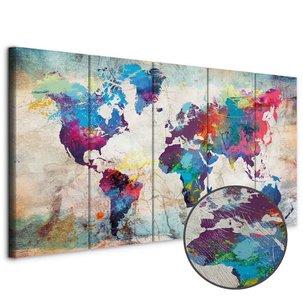Leinwandbild - World Map: Cracked Wall