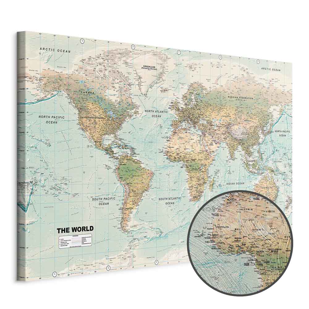 Leinwandbild - World Map: Beautiful World