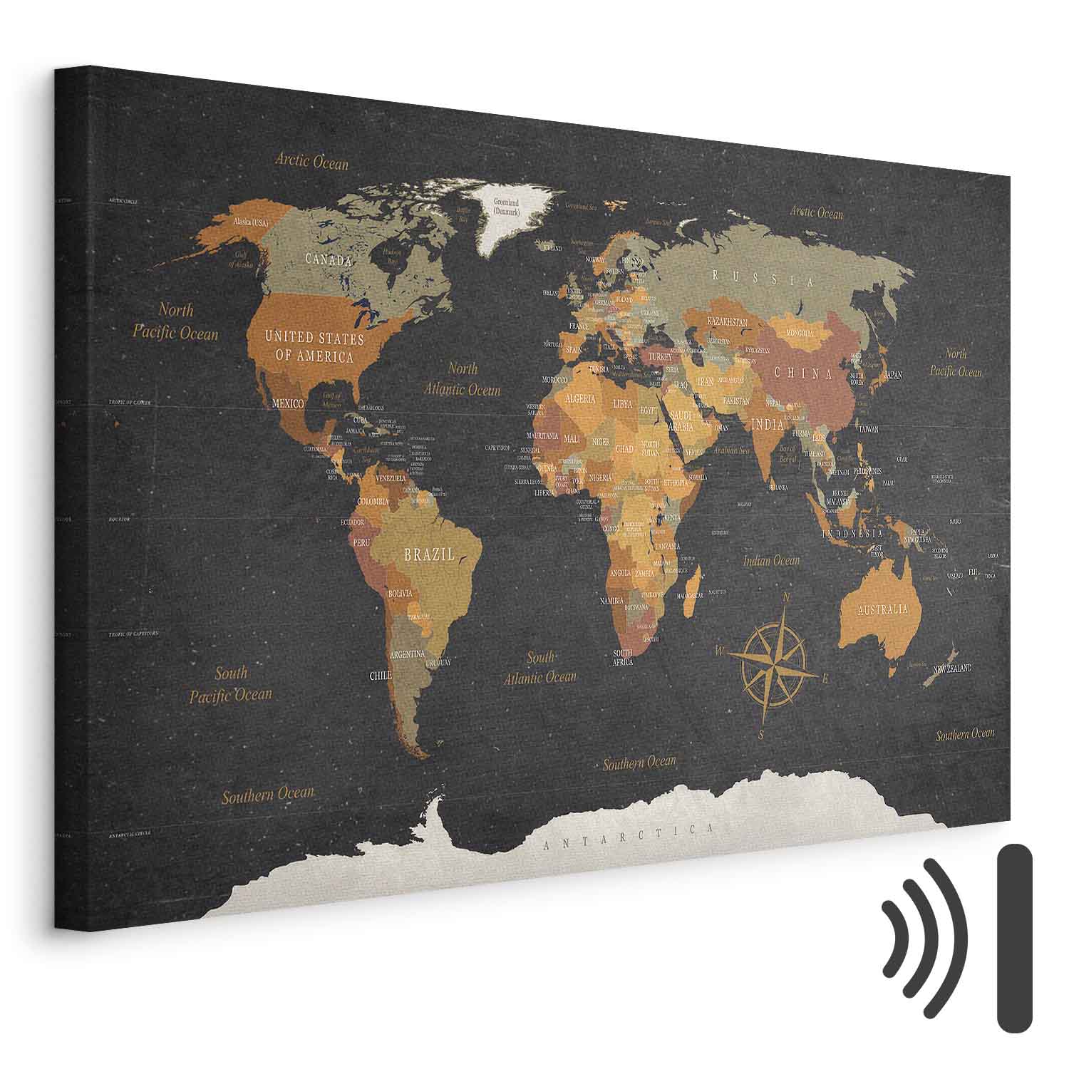 Leinwandbild - World Map: Secrets of the Earth