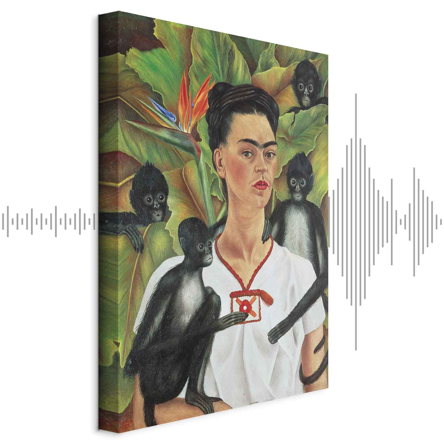 Leinwandbild - Frida Kahlo – Self-Portrait with Monkeys