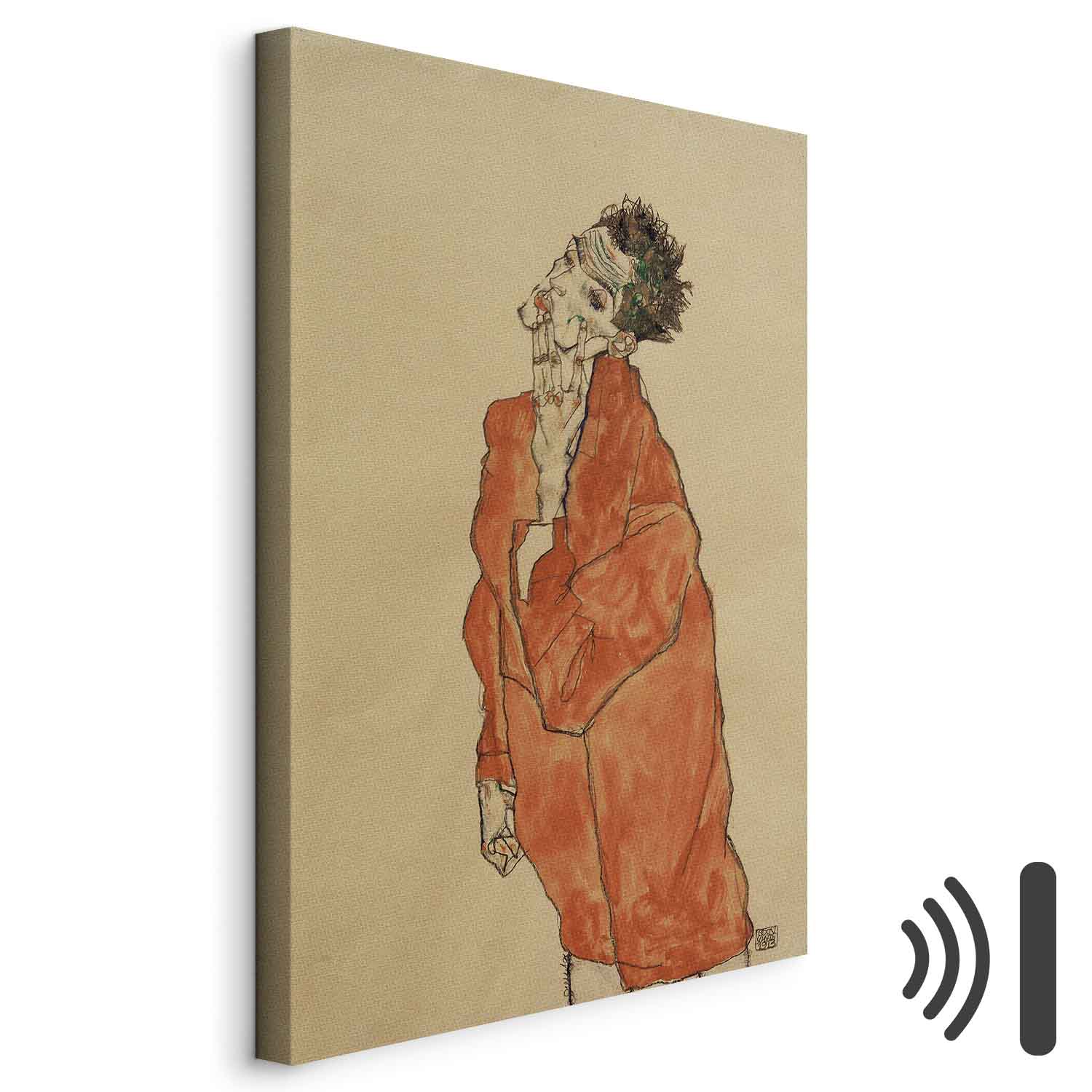 Leinwandbild - Egon Schiele – Self-Portrait (Man in Orange Jacket)