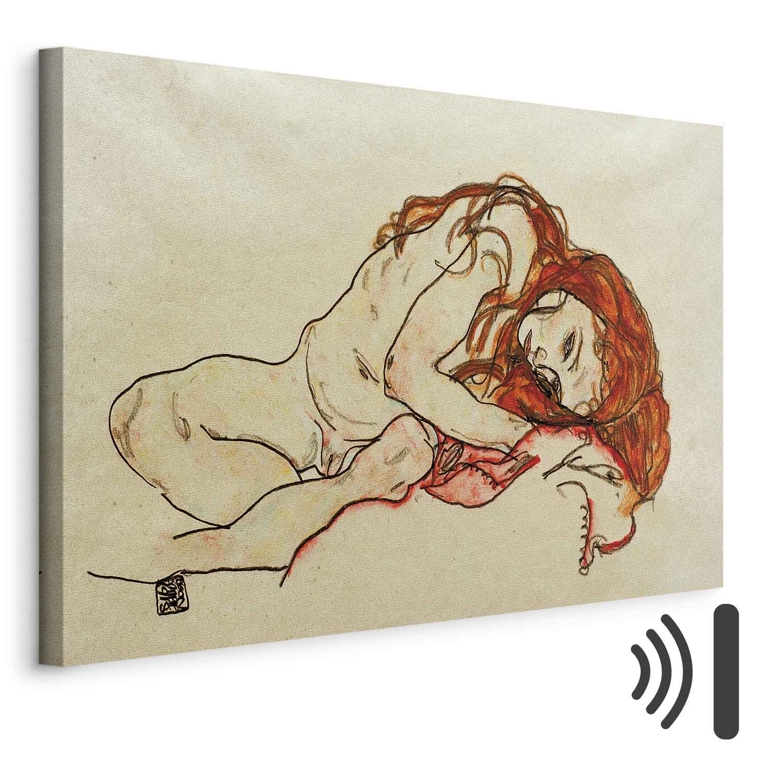Leinwandbild - Egon Schiele – Crouched Girl With Bowed Head