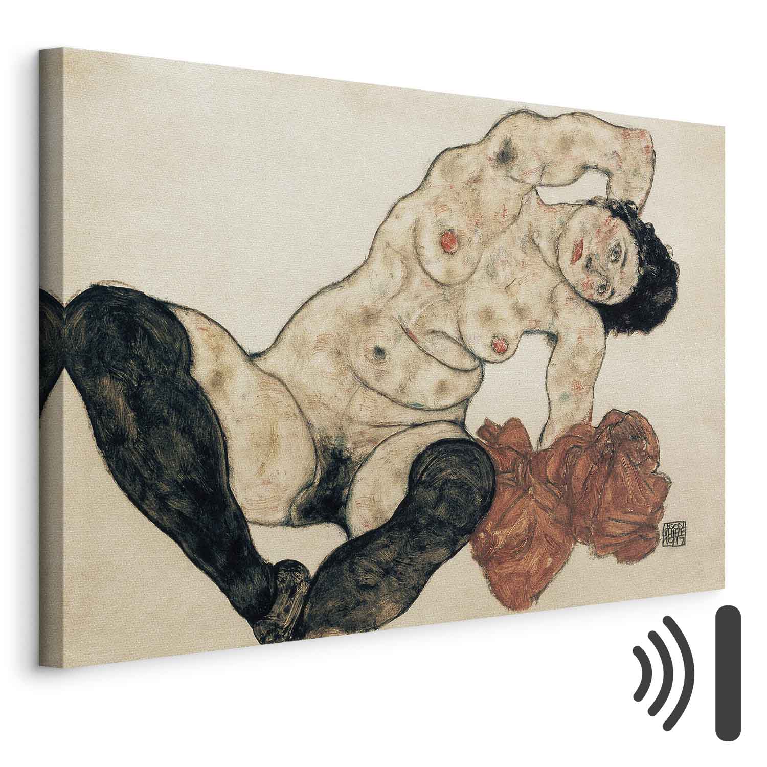 Leinwandbild - Egon Schiele – Liegender Akt mit gelbem Handtuch