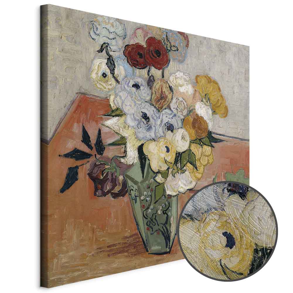 Leinwandbild - Vincent Van Gogh – Stilllife with Japanese vase, roses and anemones