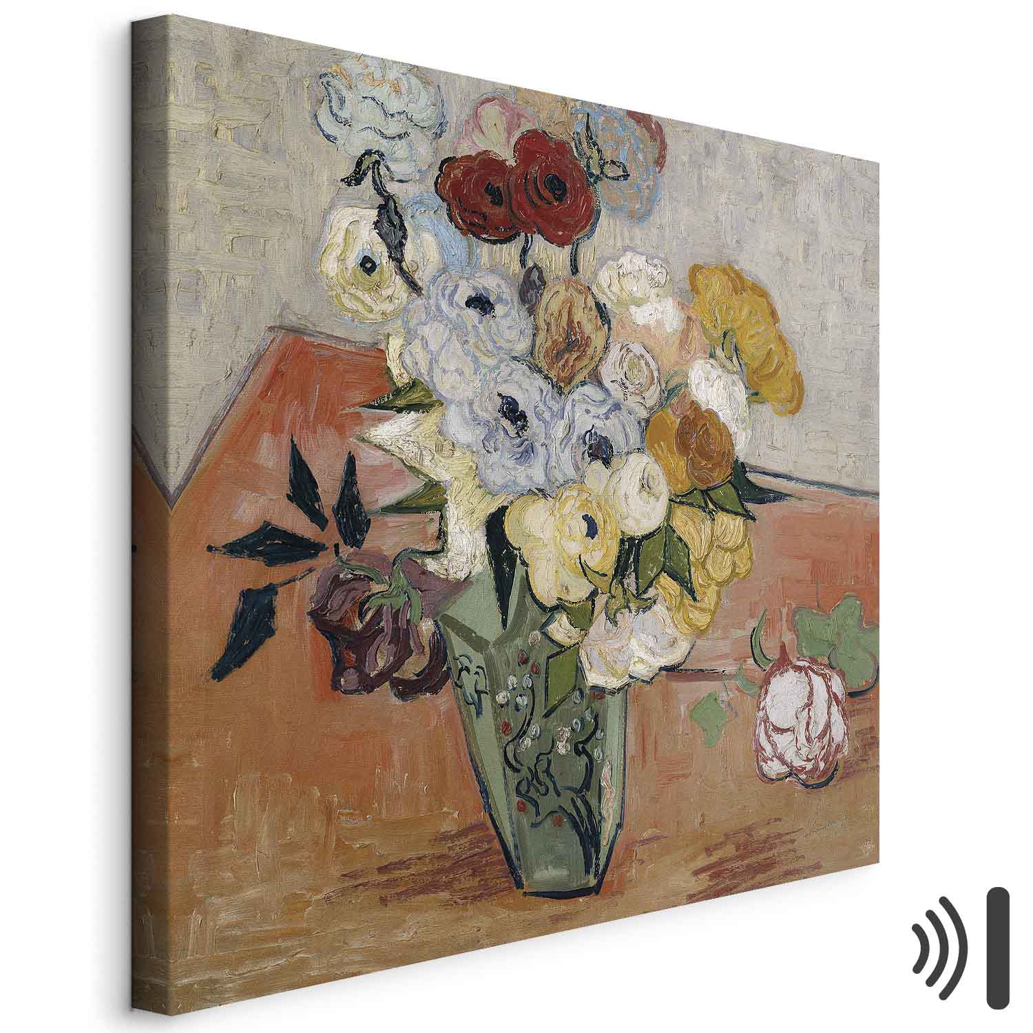 Leinwandbild - Vincent Van Gogh – Stilllife with Japanese vase, roses and anemones