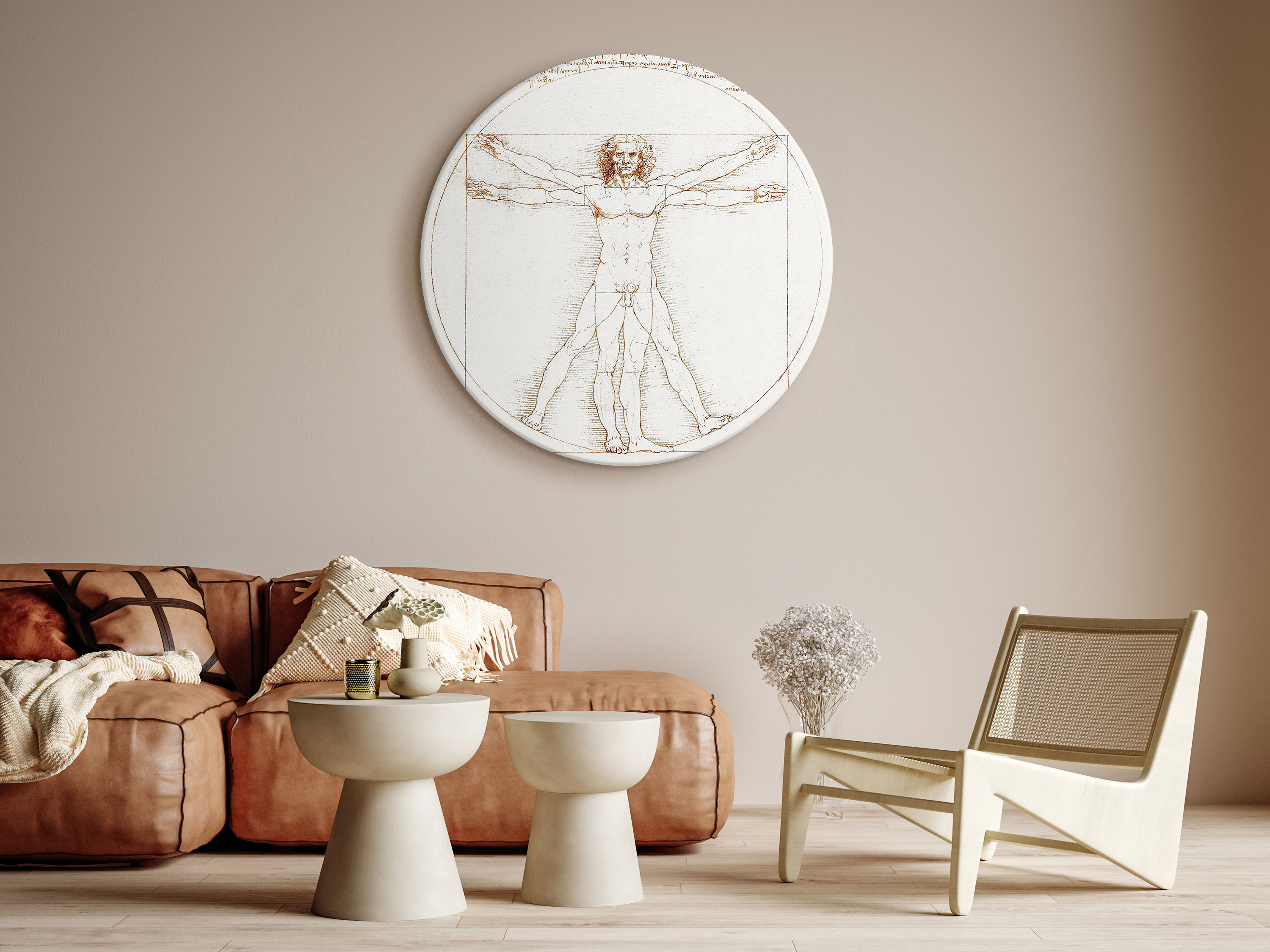 Rundes Bild - Leonardo Da Vinci – Vitruvian Man