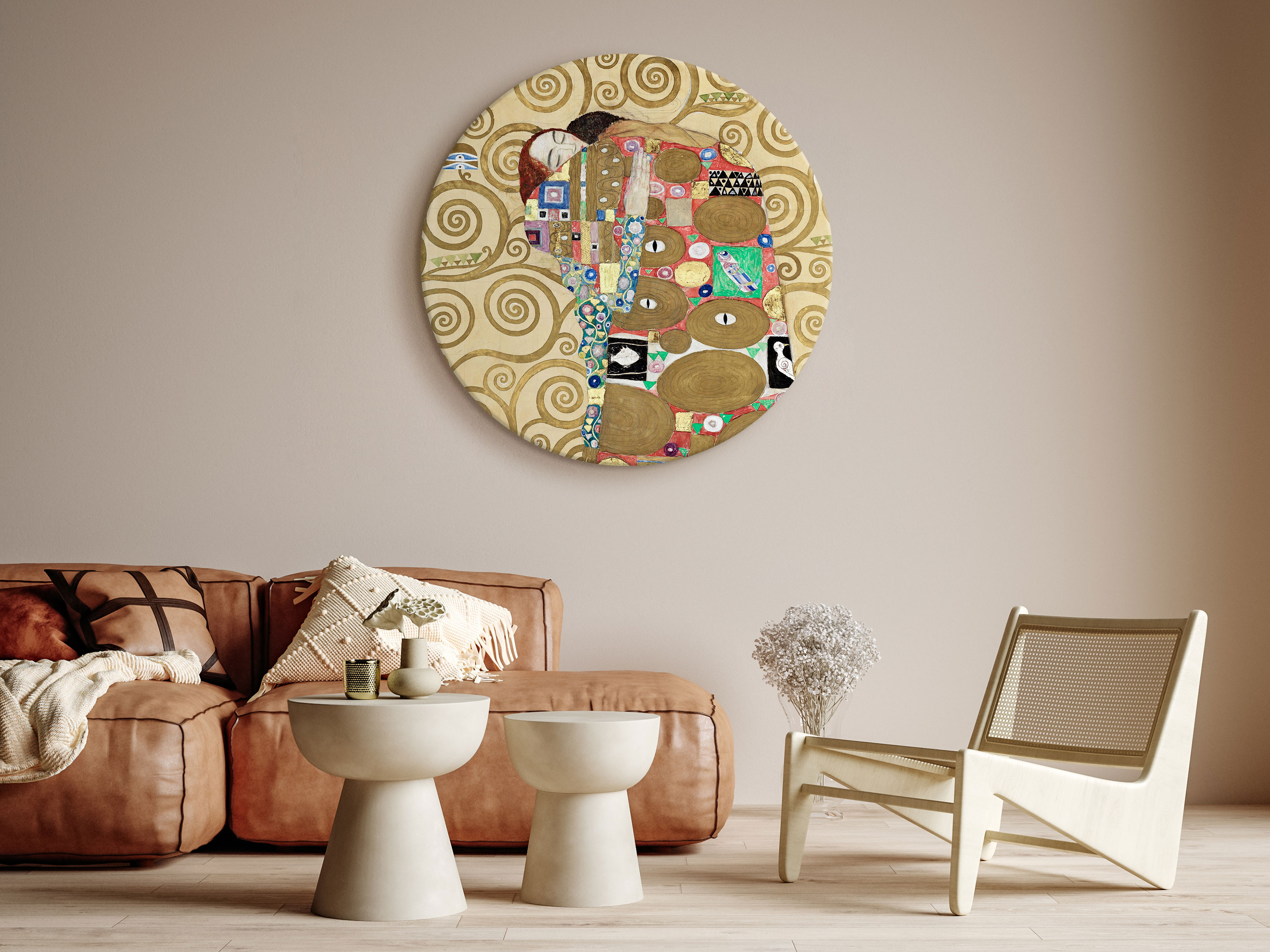 Rundes Bild - Gustav Klimt  –  The Fulfillment