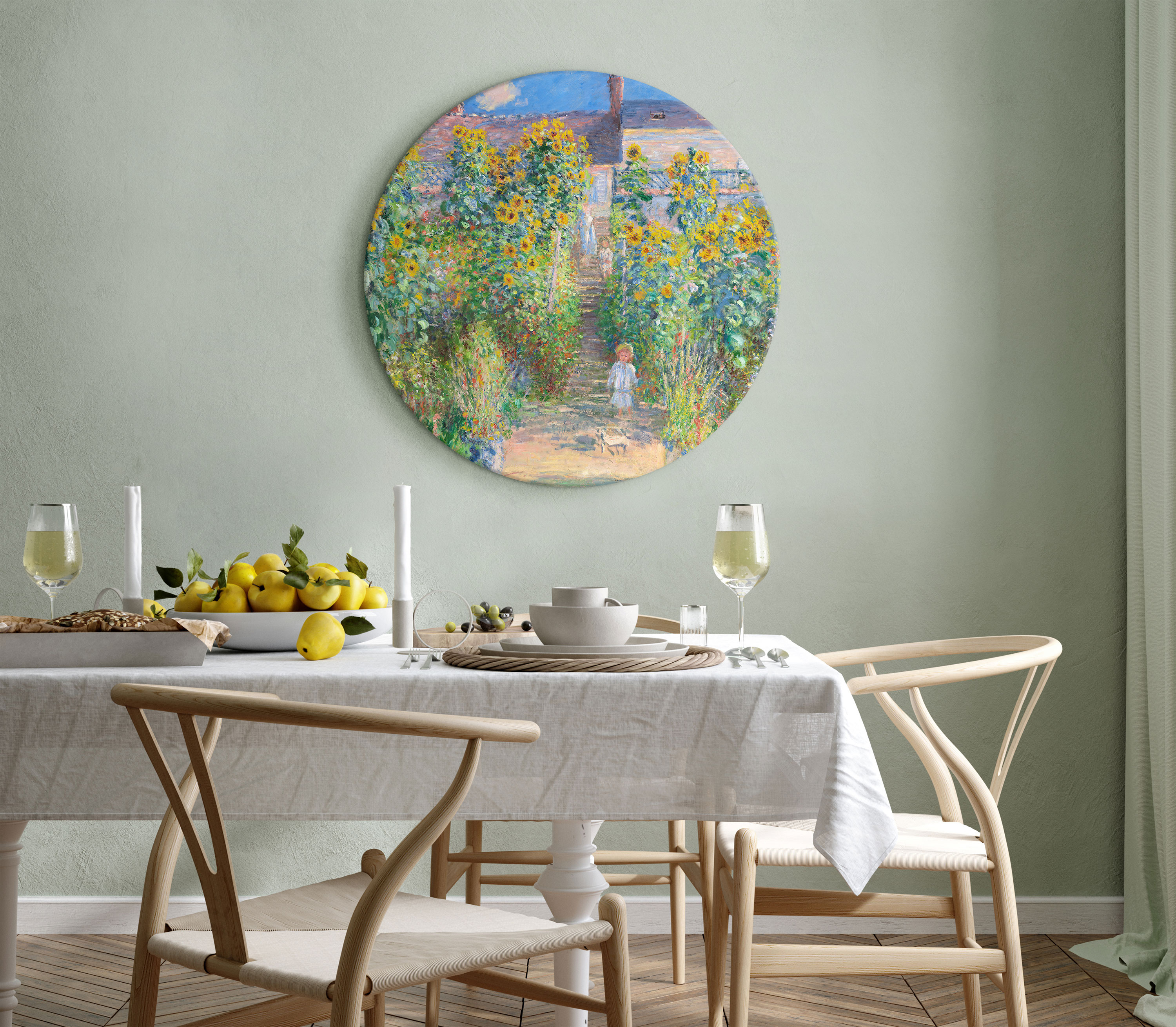 Rundes Bild - Claude Monet – Monet’s Garden at Vétheuil