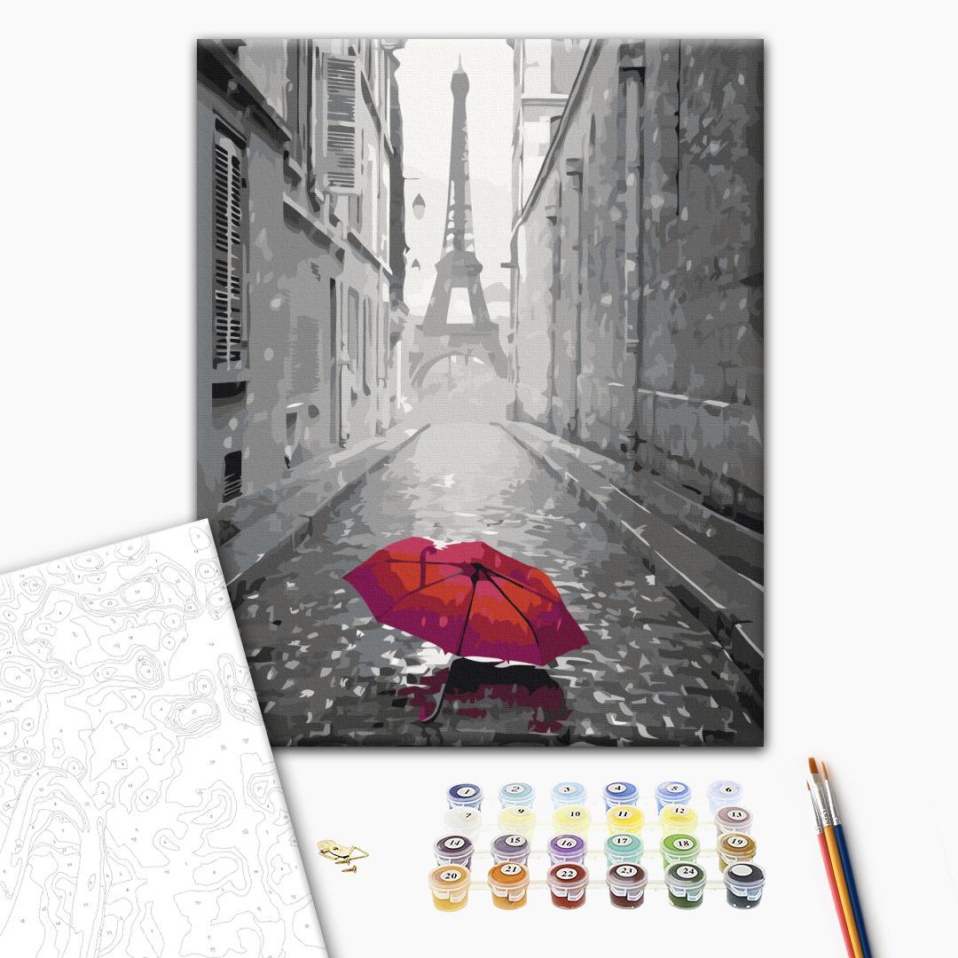 Malen nach Zahlen - Paris (Red Umbrella)