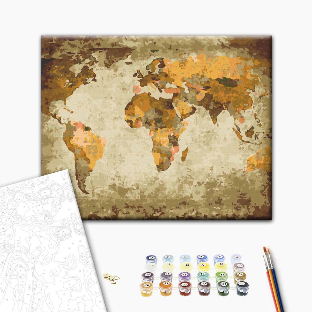 Malen nach Zahlen - Brown World Map