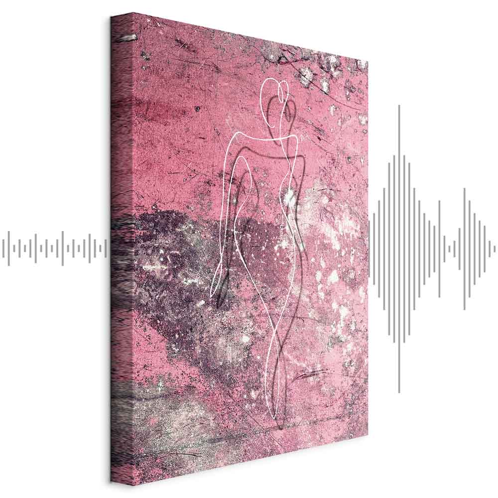 Leinwandbild - Figure on Pink Background (1-part) - Female Silhouette in Marble