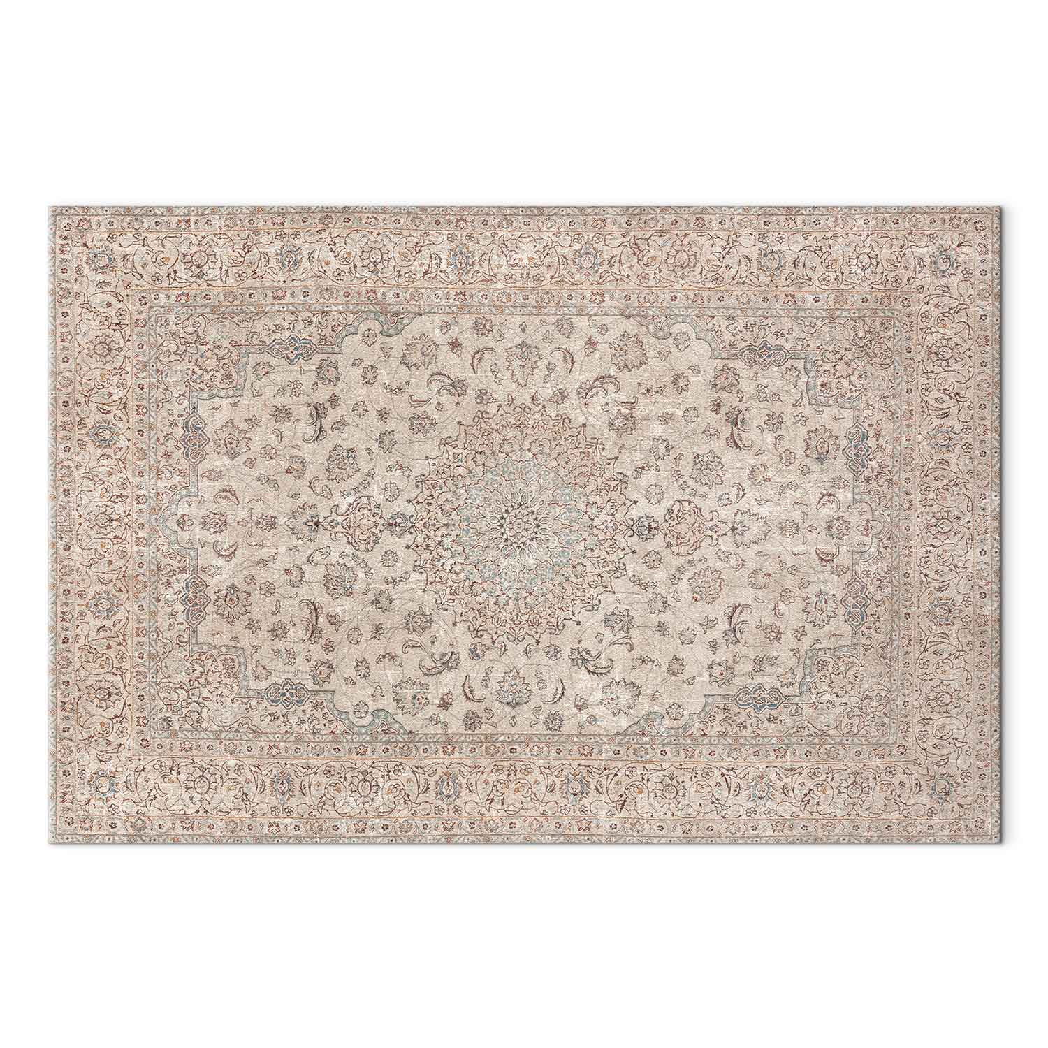Leinwandbild - Sand carpet - worn Persian carpet with rich decorative motifs