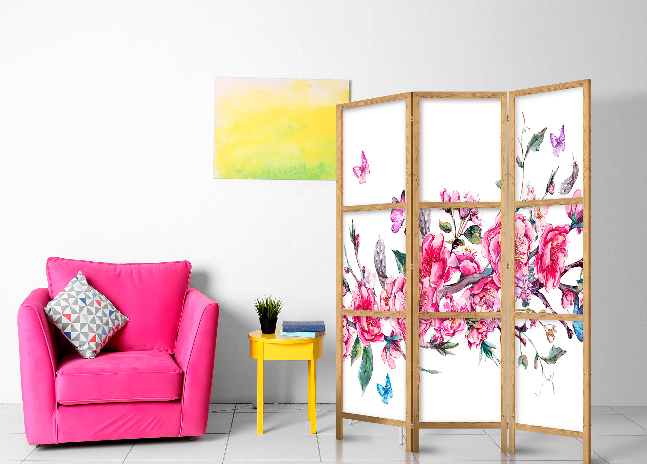 Japanischer Paravent - Style: Flowers and Butterflies
