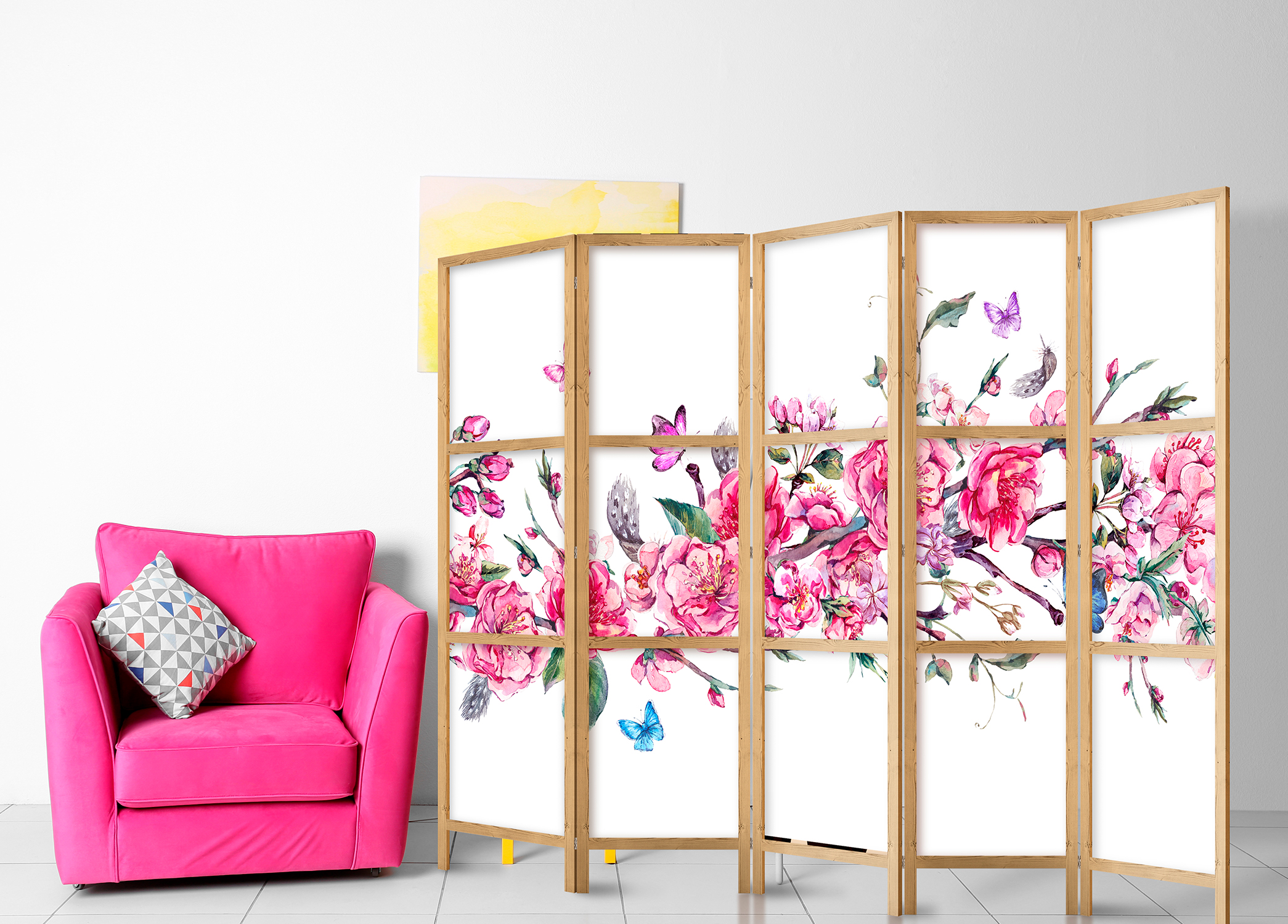 Japanischer Paravent - Style: Flowers and Butterflies II