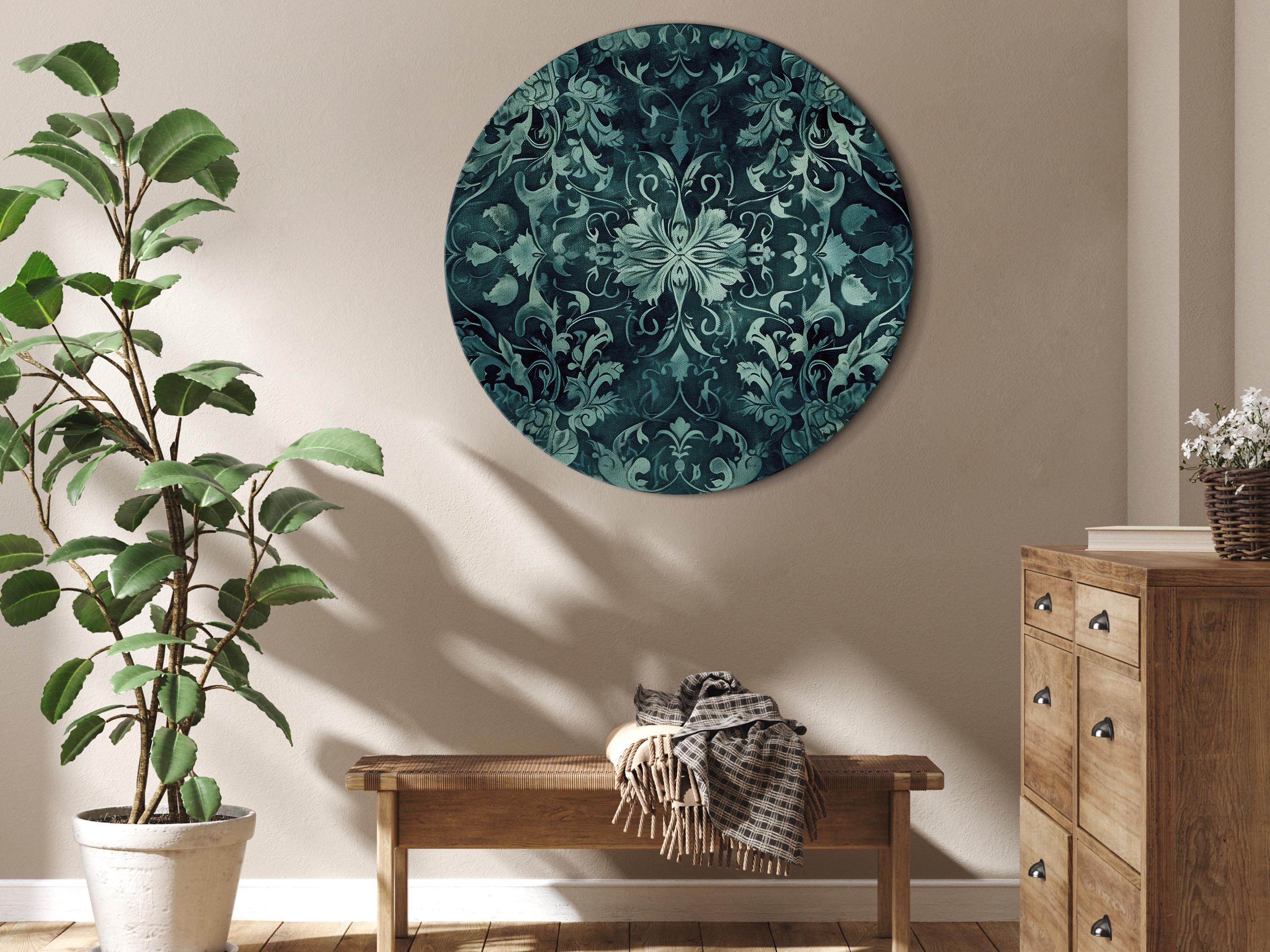 Rundes Bild - Oriental Pattern Carpet: Emerald Ornaments and Worn Patterns